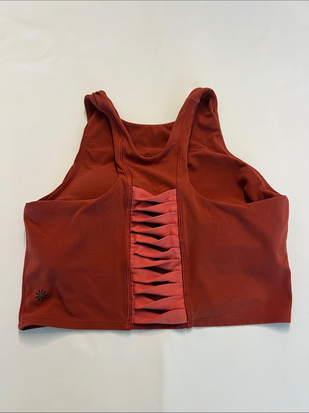 Athleta Rust Red Lattice-Back Sports Bra